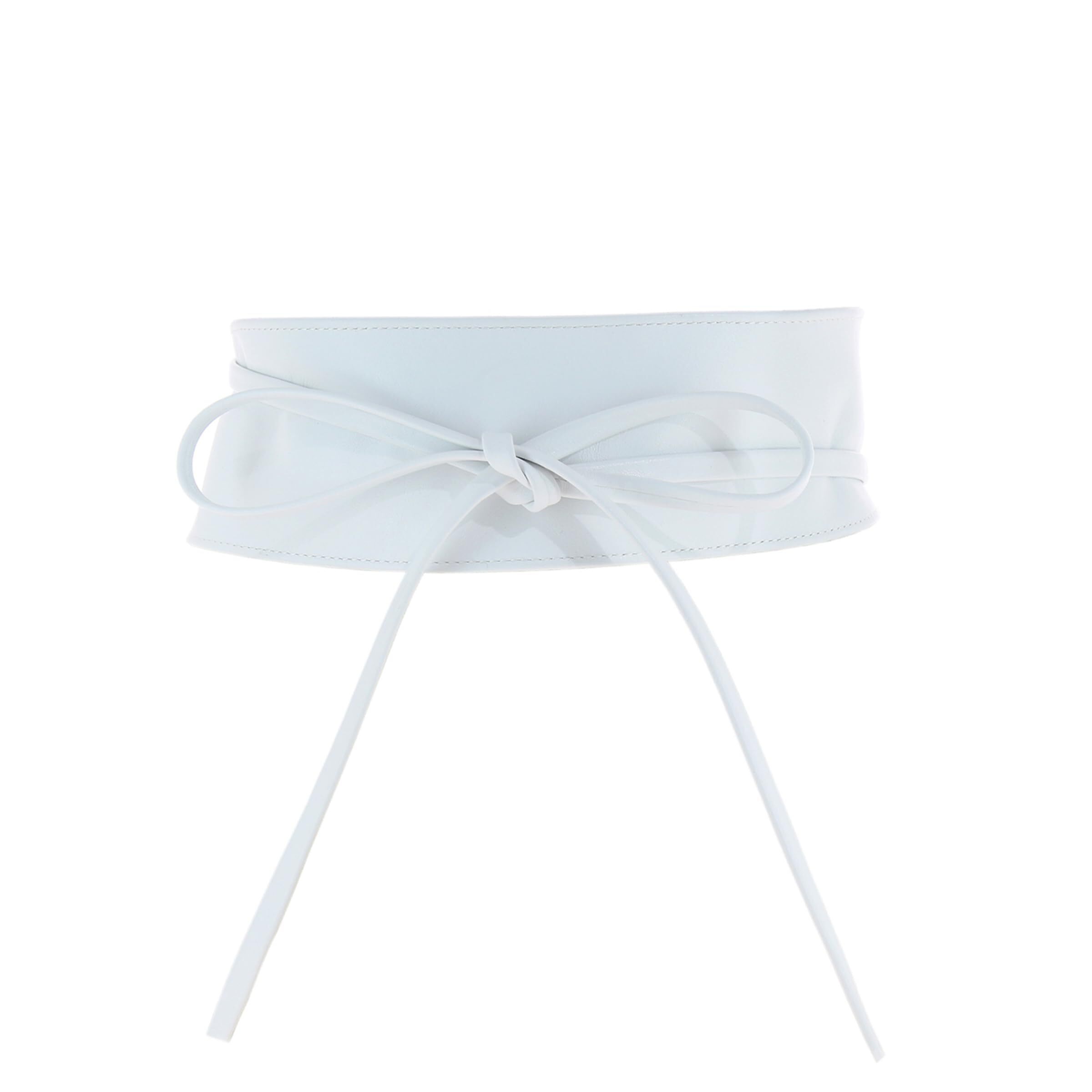 2771- Woman Italian Leather Obi Belt, Cassiane- White